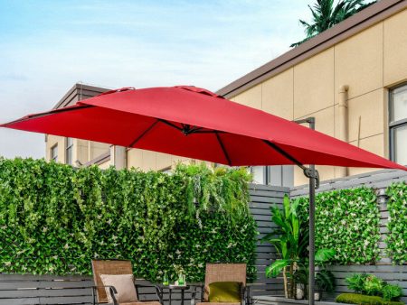 10 x 10 Feet 8-Rib Cantilever Offset Square Patio Umbrella with 3 Tilt Settings For Cheap