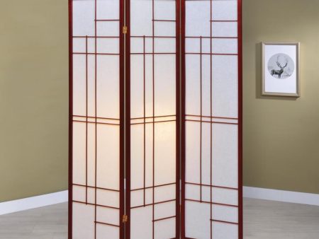 Katerina 3-Panel Folding Floor Screen White And Cherry Online now