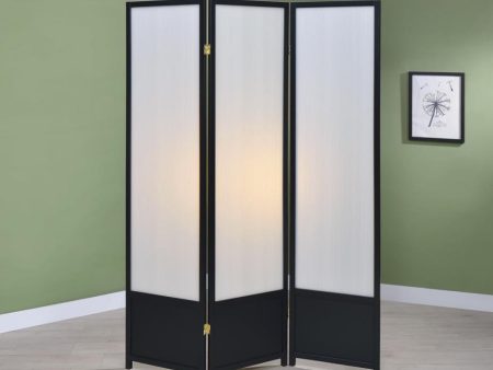 Calix 3-Panel Folding Floor Screen Translucent And Black Hot on Sale