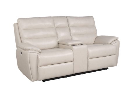 Duval Dual Power Reclining Console Loveseat, Ivory Hot on Sale