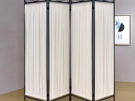 Dove 4-Panel Folding Screen Beige And Black For Discount