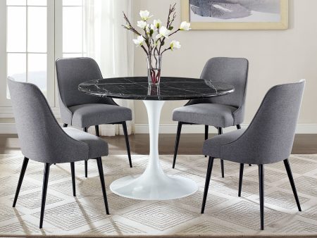 Colfax 5-Piece Black Marble Dining Set (Table & 4 Side Chairs) Supply