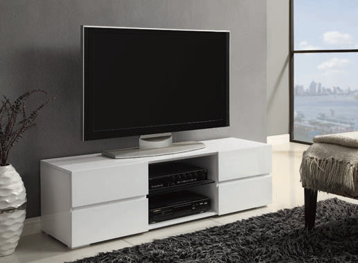 4-Drawer TV Console Glossy White on Sale