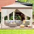 10 x 10 Feet Patio Canopy Gazebo with Neting and Double Tiered Roof Online now