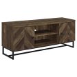 Myles 2-Door TV Console With Adjustable Shelves Rustic Oak Herringbone For Discount