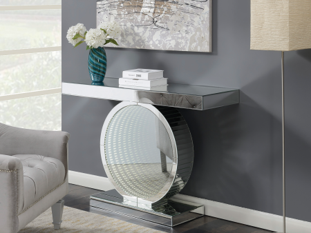 Rectangular Console Table With Circular Base Clear Mirror For Discount