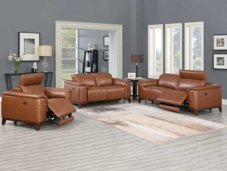 Bergamo 3- Piece Dual-Power Leather Reclining Set (Sofa, Loveseat & Chair) Hot on Sale