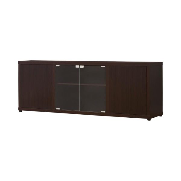 Ames Rectangular TV Console With Magnetic-Push Doors Cappuccino Discount