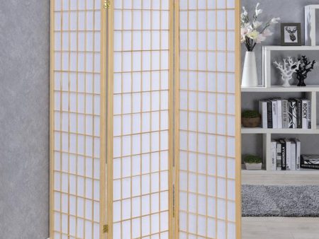 Carrie 3-Panel Folding Screen Natural And White Hot on Sale