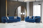 Lupino Blue Velvet Sofa & Loveseat Supply