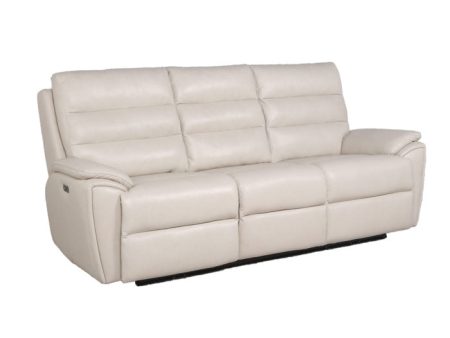 Duval Leather Dual-Power Reclining Sofa, Ivory For Cheap