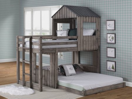 Twin over Full Campsite Loft BUNKBED Rustic  Grey For Discount