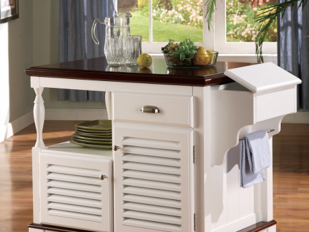 2-Door Kitchen Cart Merlot And White Cheap