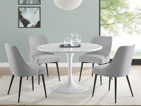 Colfax 5-Piece White Marble Dining Set (Table & 4 Chairs) For Sale