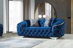 Lupino Blue Velvet Sofa & Loveseat Supply