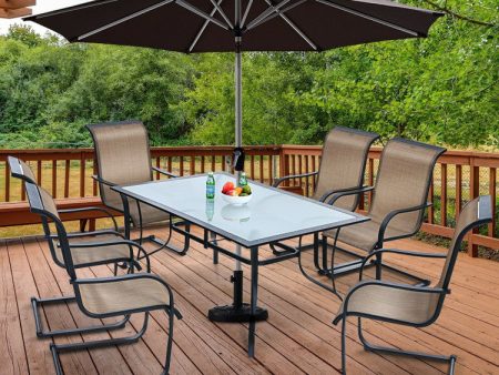 60 x 38 Inch Rectangular Patio Dining Table with 1.6 Inch Umbrella Hole Online Sale