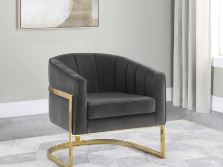 Tufted Barrel Accent Chair Dark Grey And Gold Online