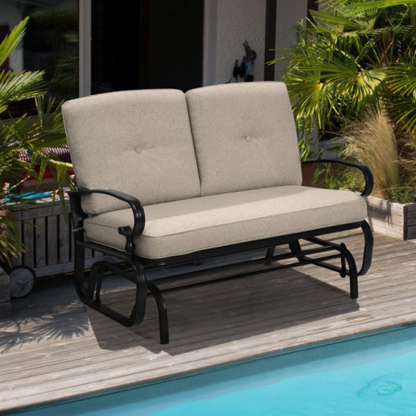 2 Seats Outdoor Swing Glider Chair with Comfortable Cushions Hot on Sale