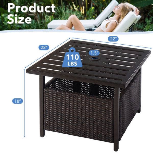 Outdoor Patio Rattan Wicker Steel Side Deck Table on Sale