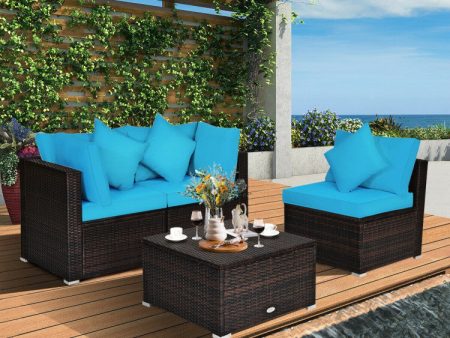 4 Pieces Patio Rattan Furniture Set with Removable Cushions and Pillows Online Hot Sale