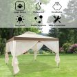 10 x 10 Feet Patio Canopy Gazebo with Neting and Double Tiered Roof Online now