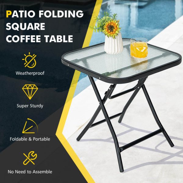 18 Inch Square Patio Bistro Table with Rustproof Frame Online Hot Sale