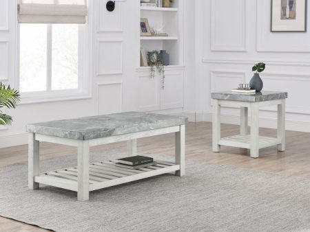 Canova 3-Piece Gray Marble Top Table Set Supply