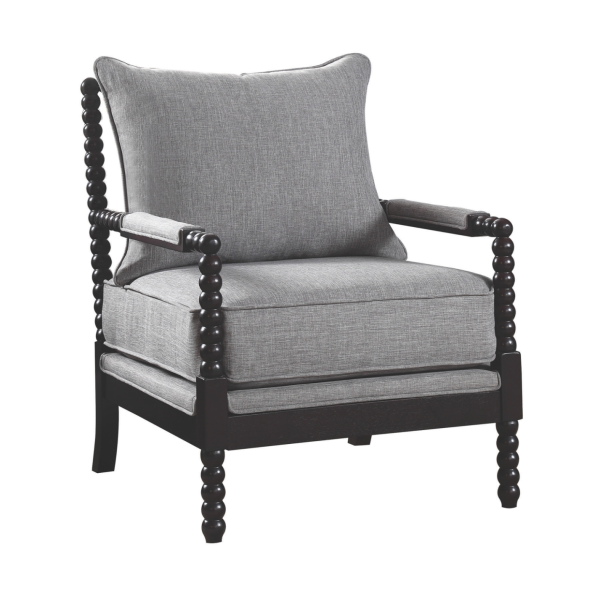 Cushion Back Accent Chair Grey And Black Supply