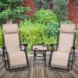 3 Pieces Folding Portable  Reclining Lounge Chairs Table Set Discount