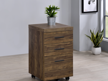 Luetta 3-Drawer Mobile Storage Cabinet With Casters Aged Walnut Online Hot Sale