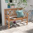 2-Person Wood Outdoor Bench with Cozy Armrest and Backrest Online