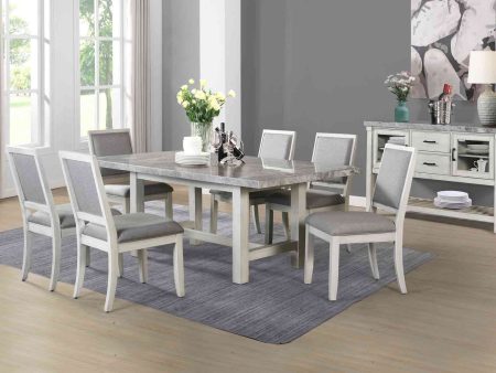 Canova 5-Piece 78-inch Gray Marble Dining Set Online Hot Sale