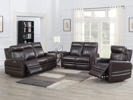 Coachella 3-Piece Dual Power Leather Reclining Set (Sofa, Loveseat & Chair) For Cheap