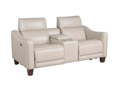 Giorno Dual-Power Leather Console Loveseat Online