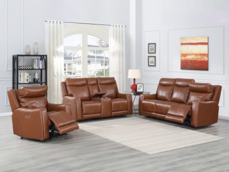 Natalia Coach 3-Piece Dual-Power Leather Motion Set (Sofa, Loveseat & Chair) Cheap