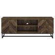 Myles 2-Door TV Console With Adjustable Shelves Rustic Oak Herringbone For Discount