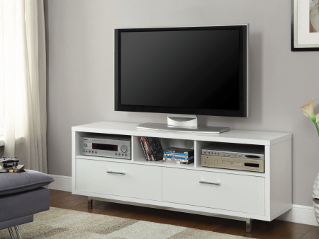 2-Drawer Rectangular TV Console White on Sale