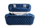 Lupino Blue Velvet Sofa & Loveseat Supply