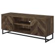 Myles 2-Door TV Console With Adjustable Shelves Rustic Oak Herringbone For Discount