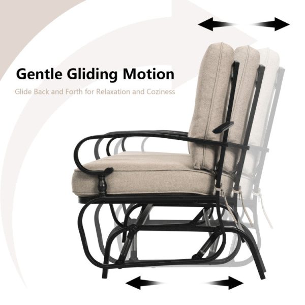 2 Seats Outdoor Swing Glider Chair with Comfortable Cushions Hot on Sale