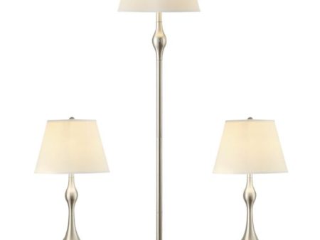 Griffin 3-Piece Slender Lamp Set Brushed Nickel Discount