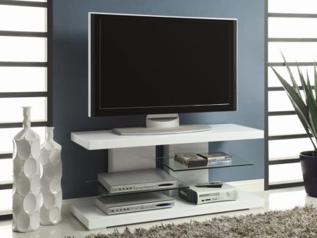 Cogswell 2-Shelf TV Console Glossy White Cheap