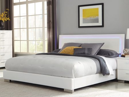 Felicity Queen Panel Bed With LED Lighting Glossy White Supply