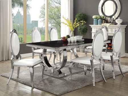 Antoine Rectangular Dining Table Chrome And Black SET Fashion