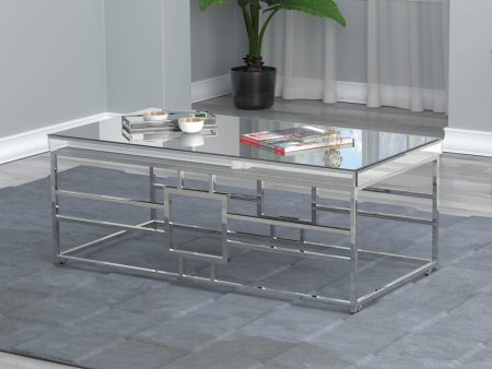 Geometric Frame Rectangular Coffee Table Chrome Online Hot Sale