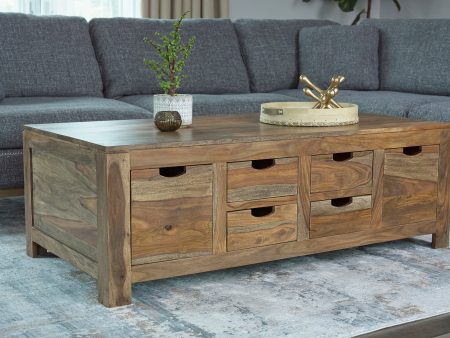 Esther 6-Drawer Storage Coffee Table Natural Sheesham Online Sale