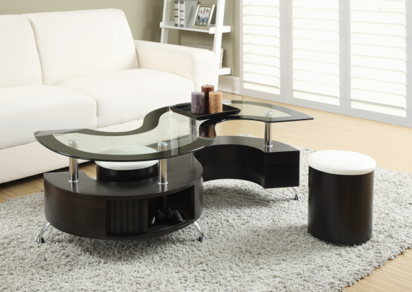 3-Piece Coffee Table And Stools Set Cappuccino For Cheap