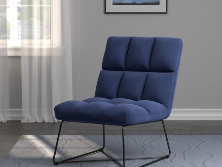 Armless Upholstered Accent Chair Midnight Blue Online Sale