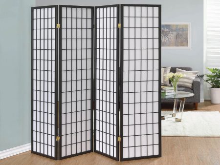 Dark Grey Four Panel Folding Screen Room Divider Online