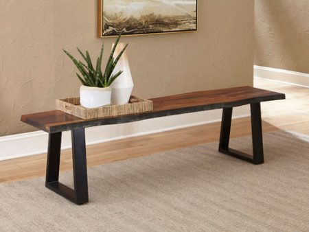 Ditman Live Edge Dining Bench Grey Sheessam And Black For Cheap